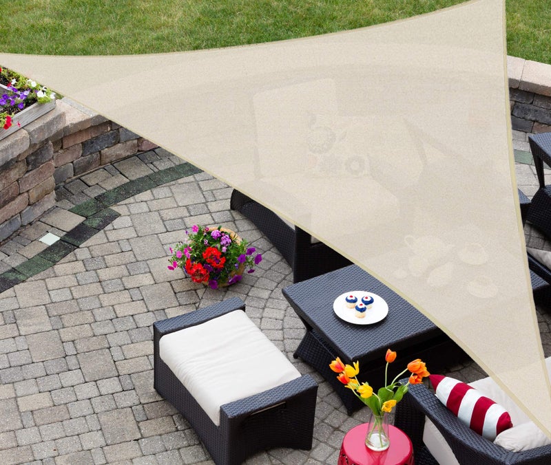 AsterOutdoor Sun Shade Sail Triangle 16' x 16' x 16' UV Block Canopy for Patio Backyard Lawn Garden Outdoor Activities, Cream - Image 1